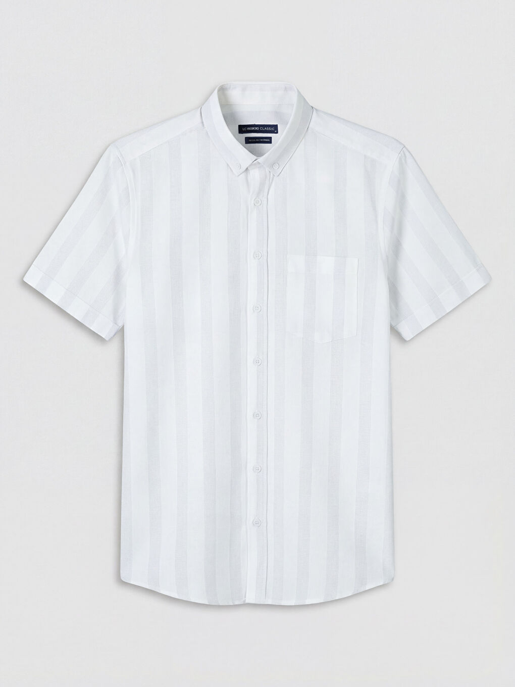 Gri Regular Fit Çizgili Armürlü Erkek Gömlek