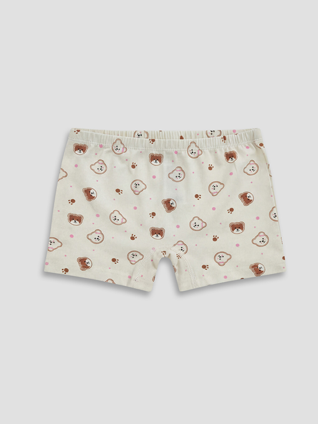 Ekru Desenli Pamuklu Kız Çocuk Boxer