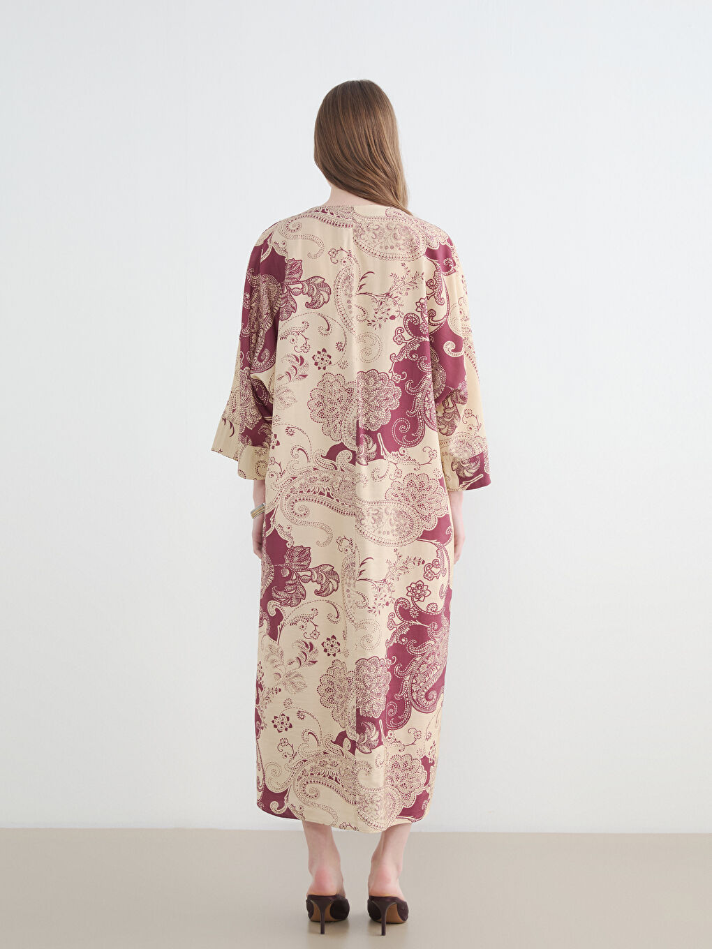 Women's V Neck Ethnic Patterned Dress-4