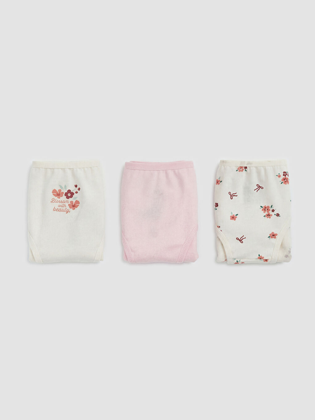 Ekru Baskılı Kız Çocuk Külot 3'lü