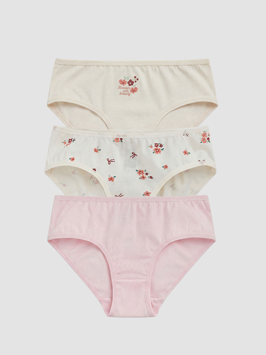 Ekru Baskılı Kız Çocuk Külot 3'lü-1