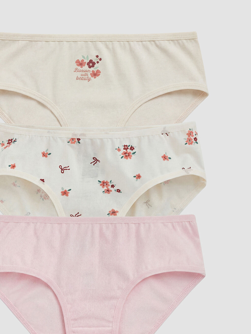 Ekru Baskılı Kız Çocuk Külot 3'lü-2