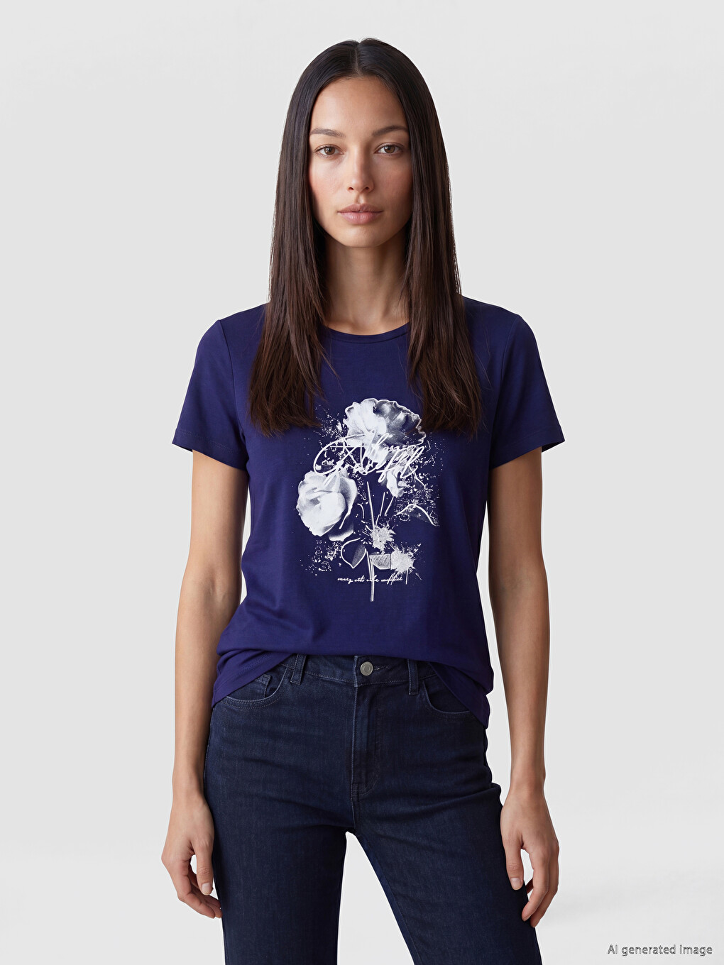 Crew Neck Printed Women's T-shirt