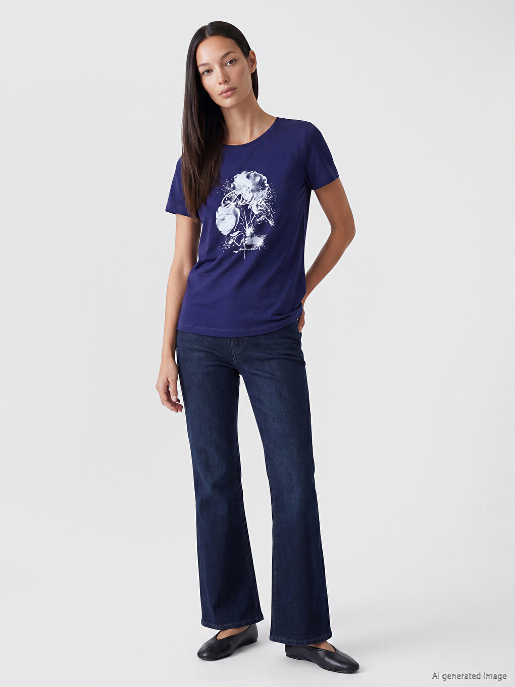 Crew Neck Printed Women's T-shirt-1