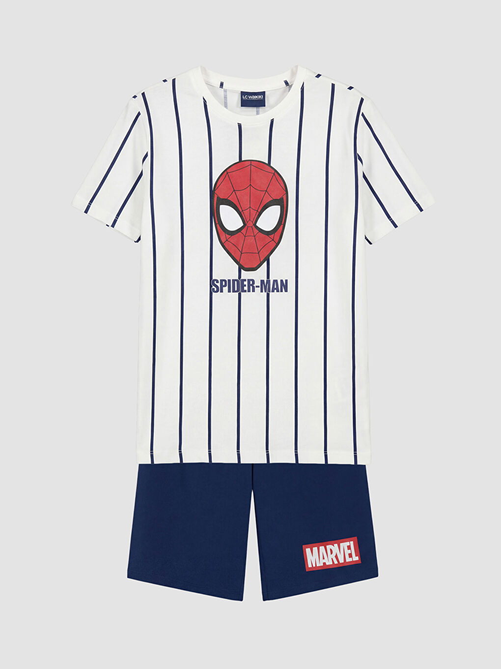 Beyaz Spider-Man Baskılı Erkek Çocuk Şortlu Şortlu Pijama Takımı