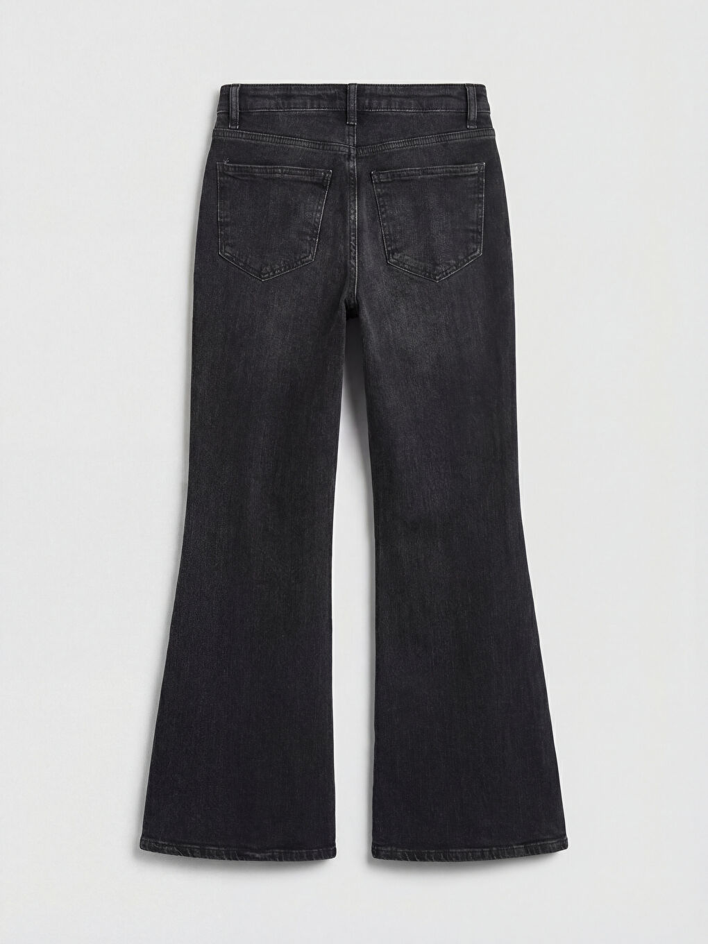 Antrasit Yüksek Bel Flare Kadın Jean Pantolon-1