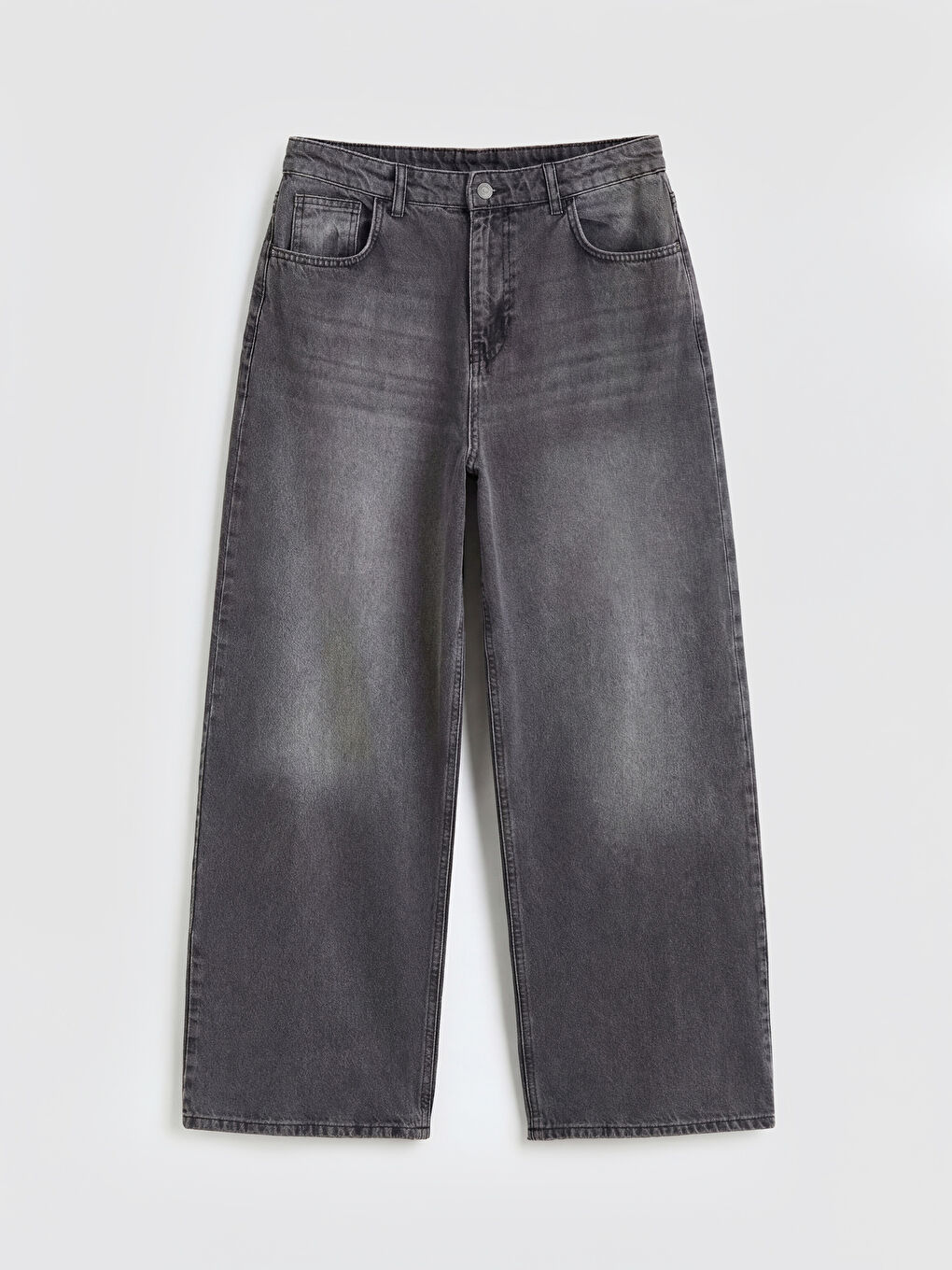 Gri Baggy Fit Kadın Jean Pantolon