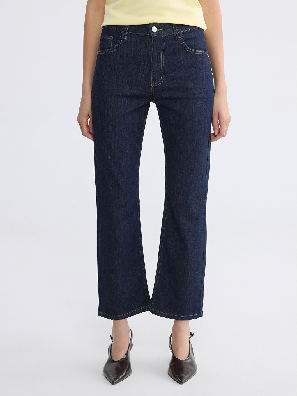 İndigo Flare Kadın Jean Pantolon-1