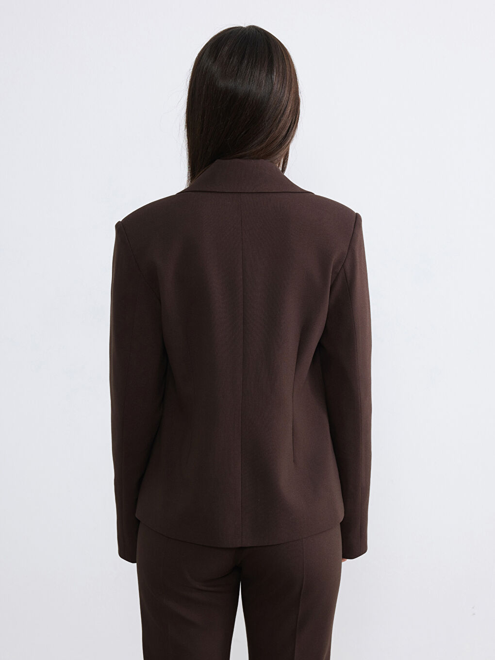 Kahverengi Petite Kruvaze Yaka Kadın Blazer Ceket	-4