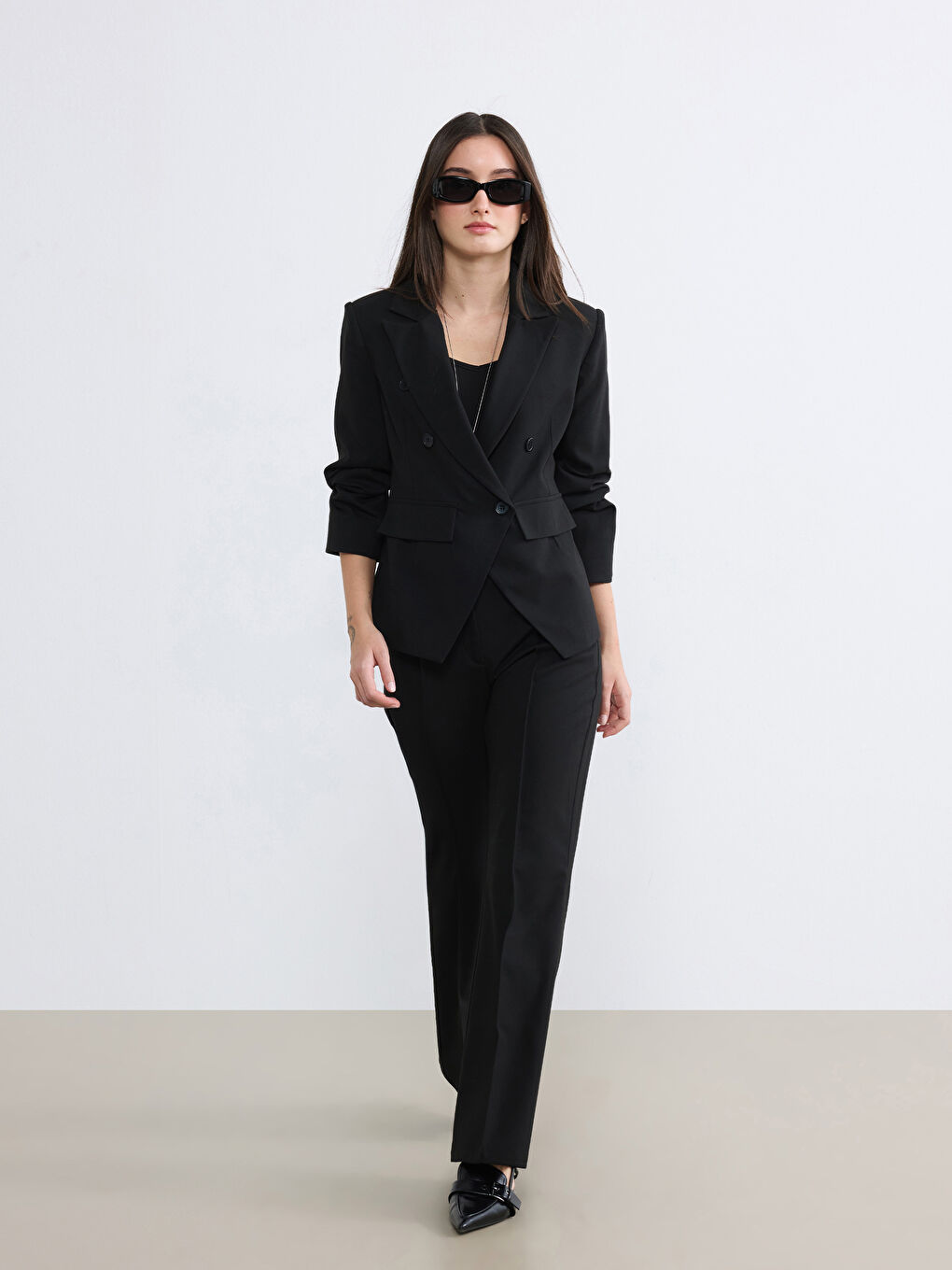 Siyah Petite İspanyol Paça Kadın Pantolon