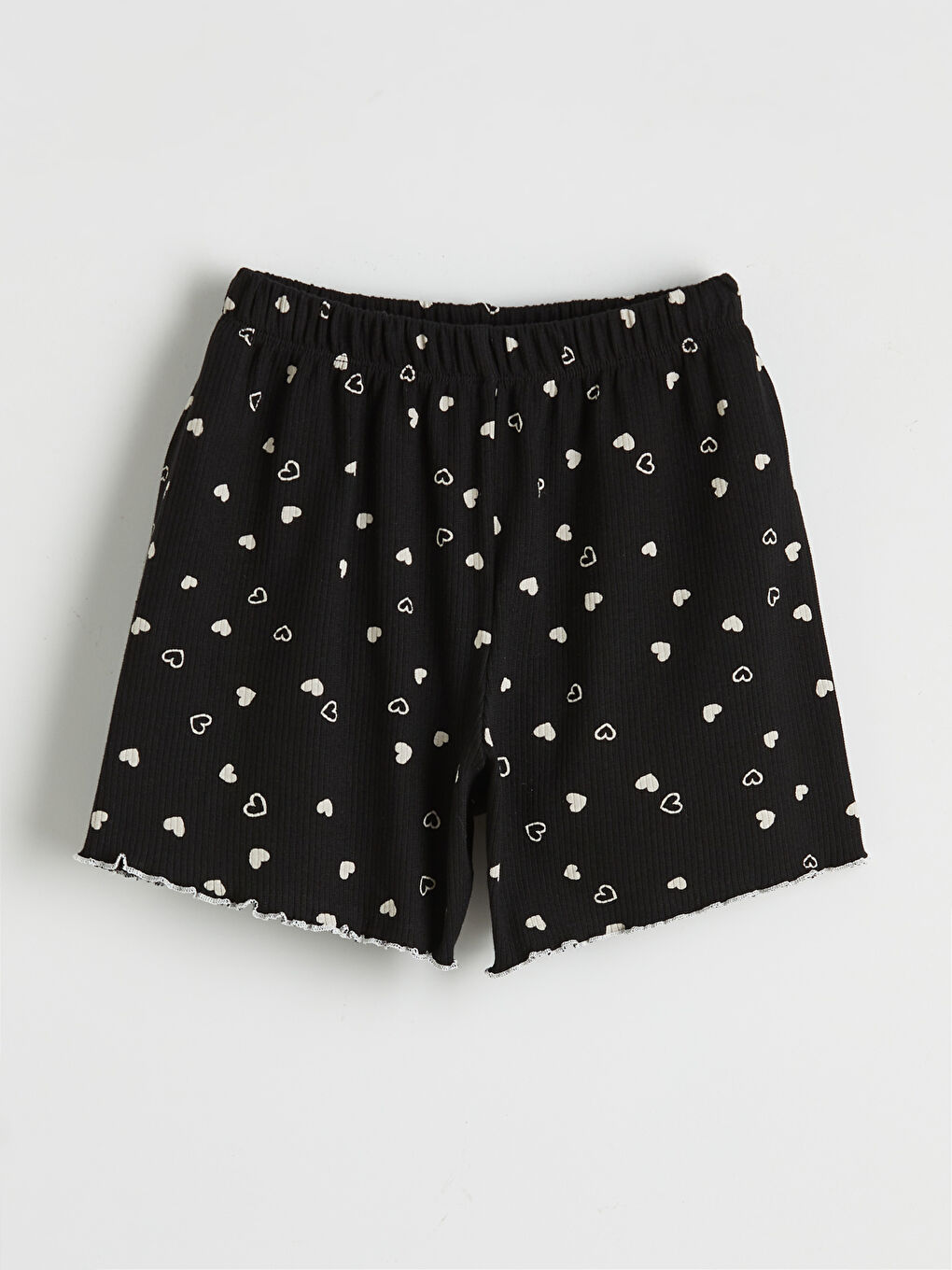 Siyah Bisiklet Yaka Kız Çocuk Şortlu Pijama Takım-3