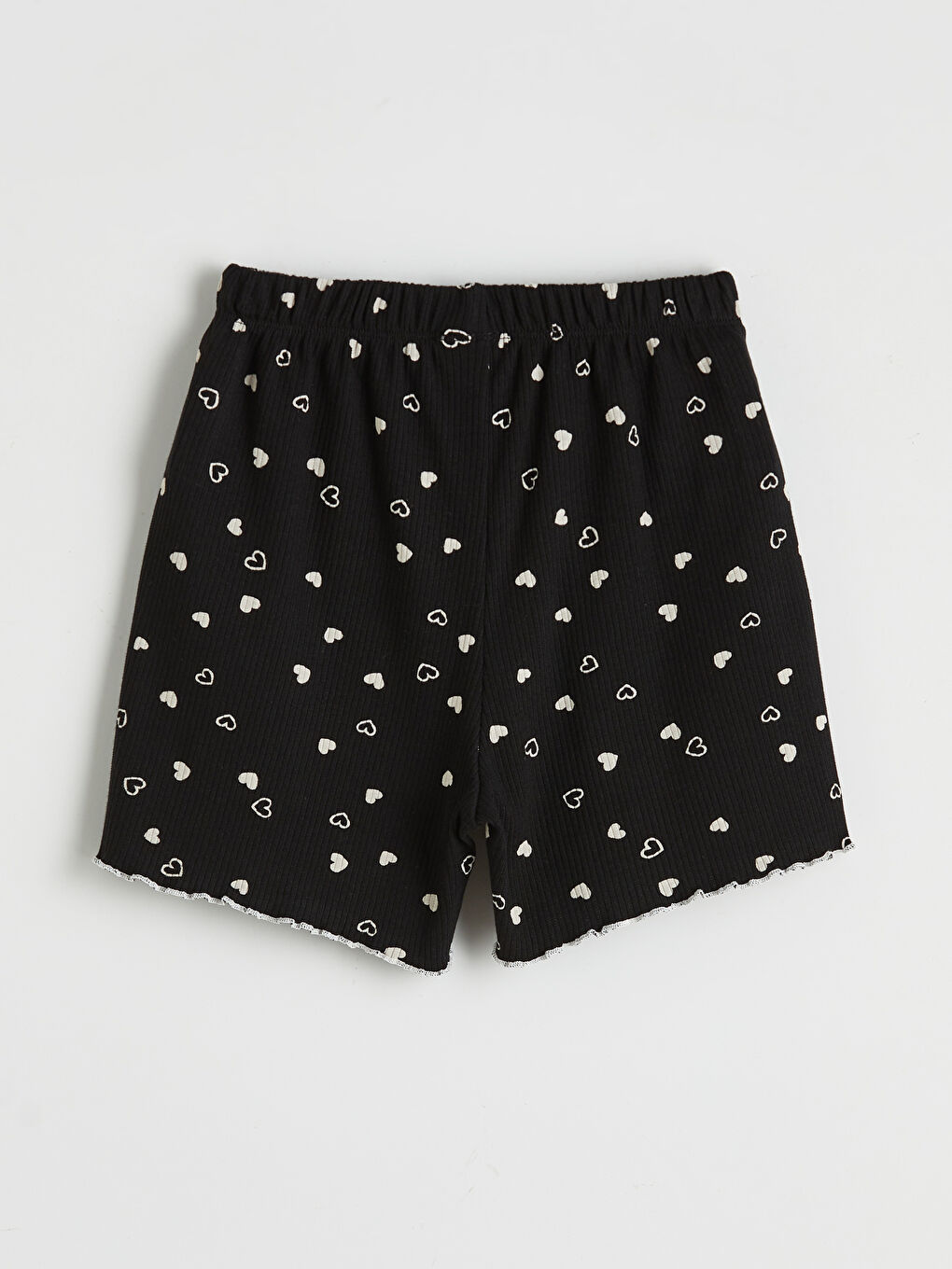 Siyah Bisiklet Yaka Kız Çocuk Şortlu Pijama Takım-4