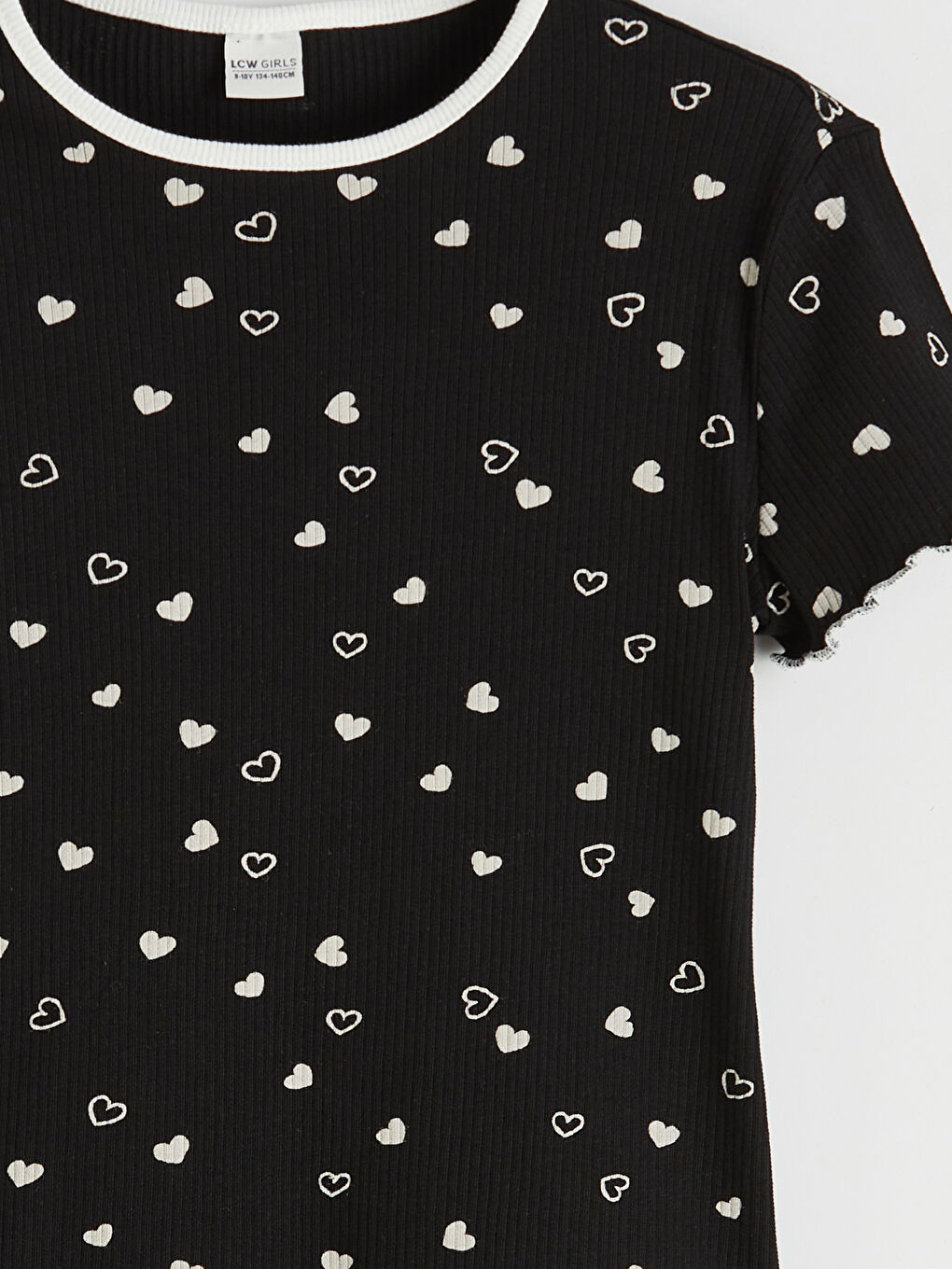 Siyah Bisiklet Yaka Kız Çocuk Şortlu Pijama Takım-5