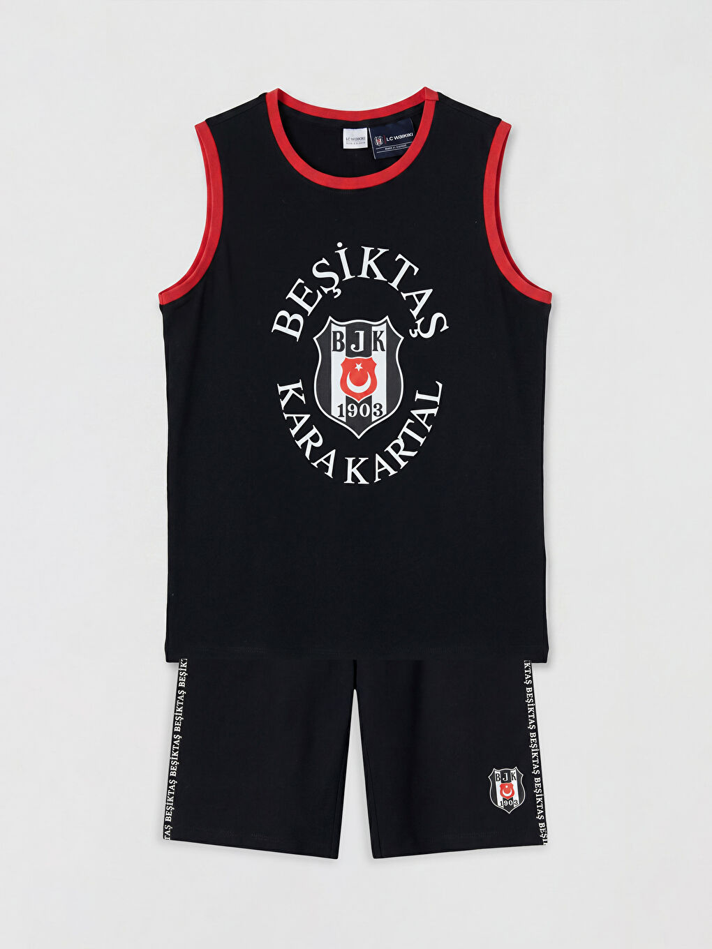 Siyah Beşiktaş Baskılı Erkek Çocuk Şortlu Pijama Takımı