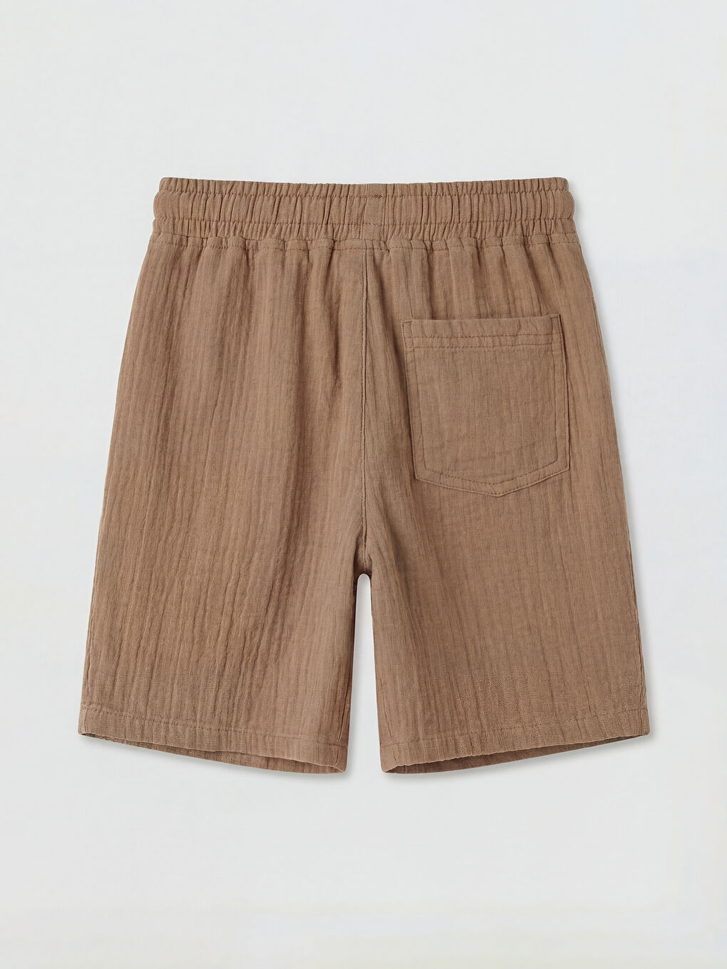 Kahverengi Beli Lastikli ve Bağcıklı Müslin Erkek Çocuk Şort-1