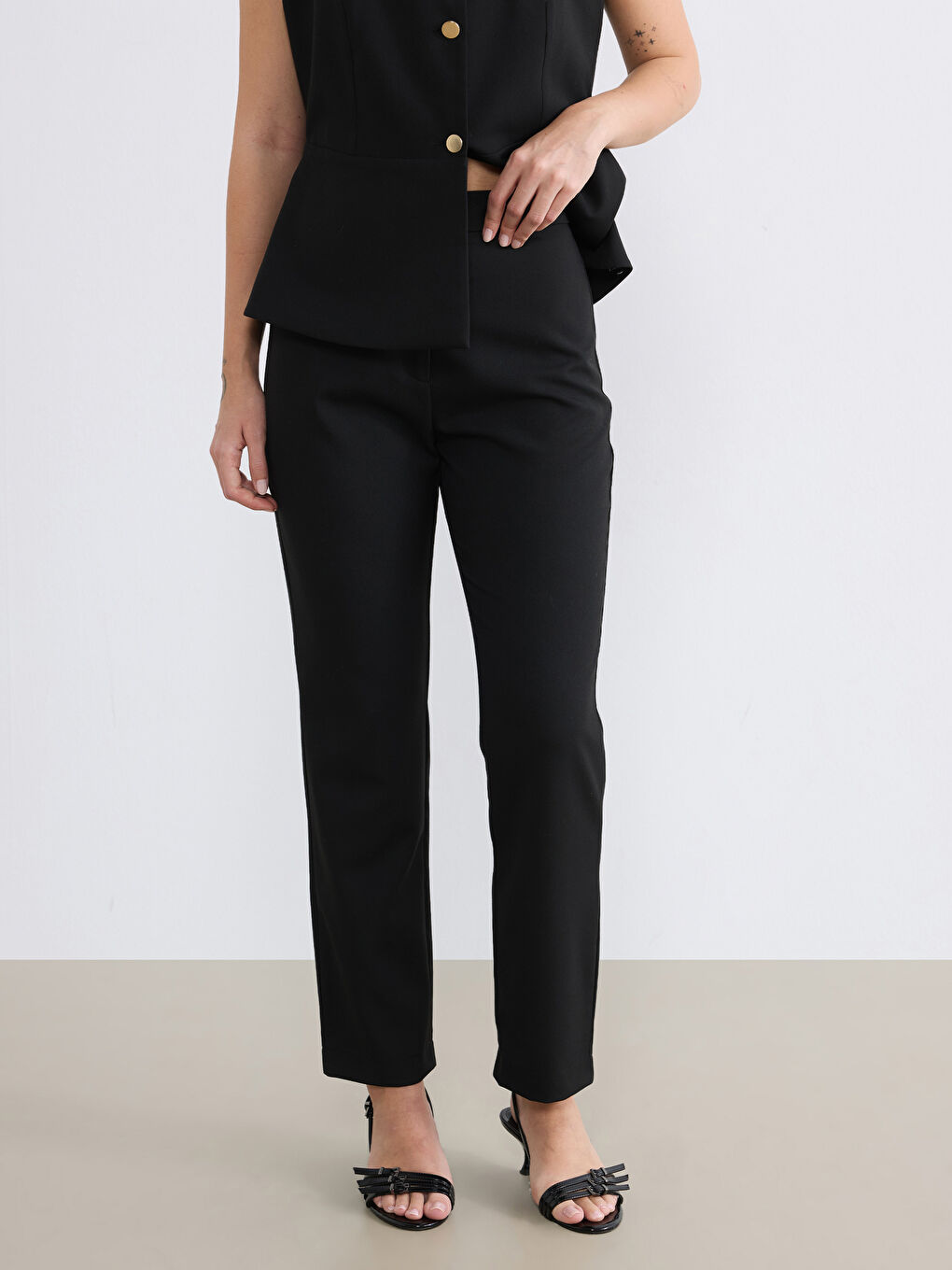 Siyah Petite Normal Bel Kadın Pantolon-1