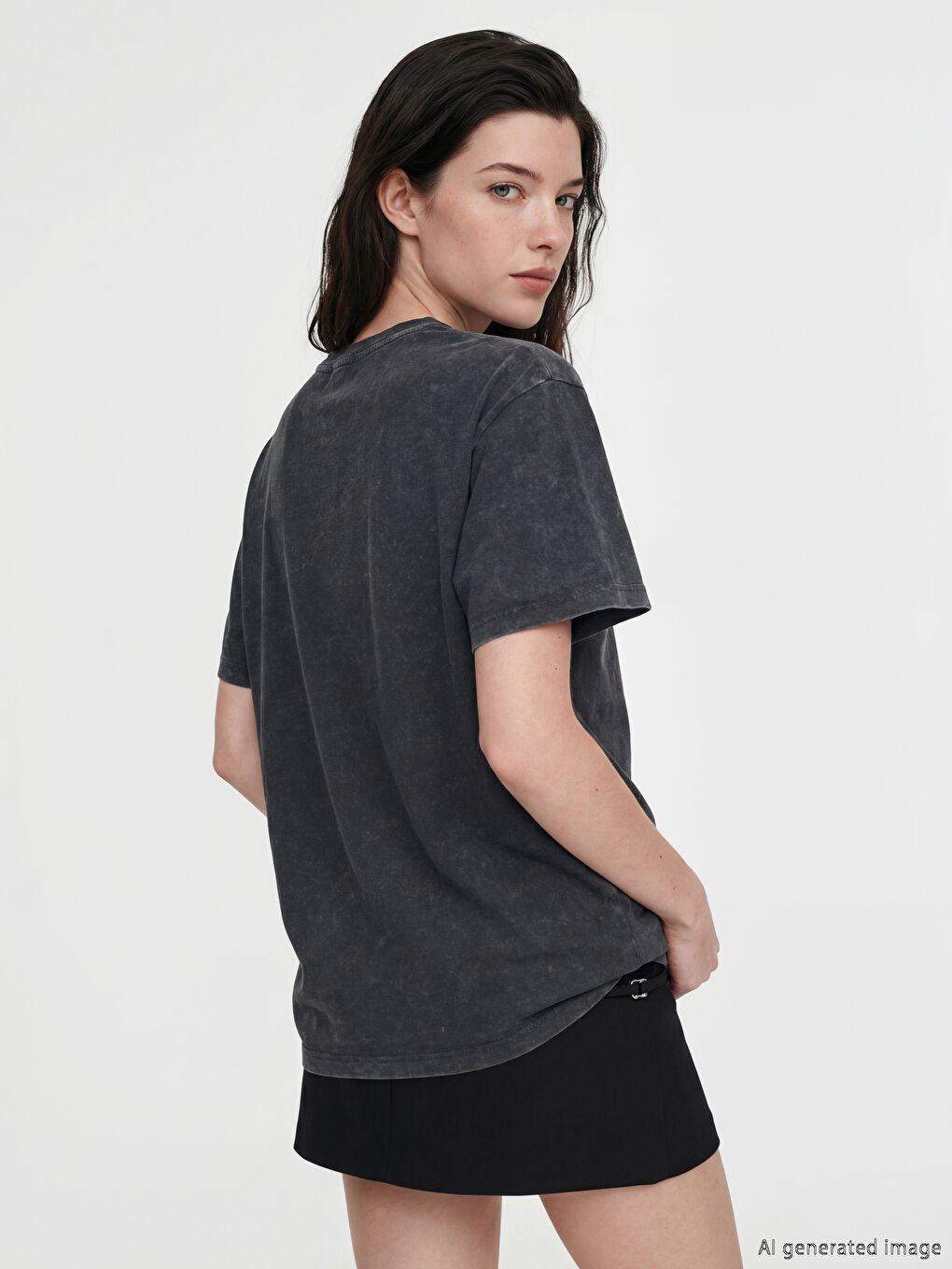 Mavi Minnie Mouse Baskılı Kadın Tişört-2