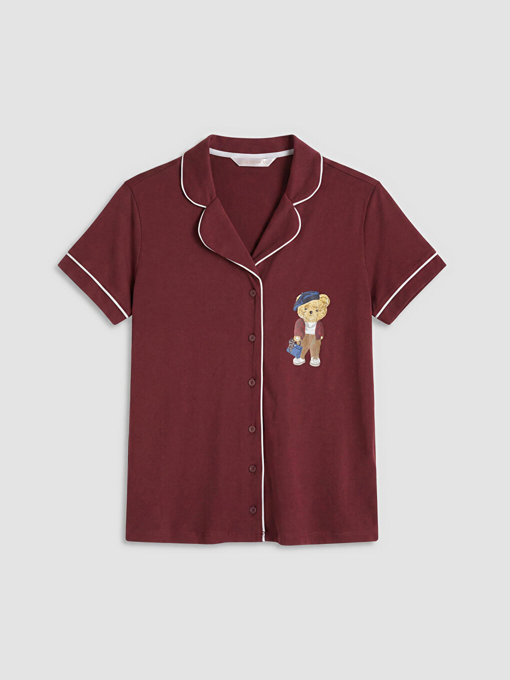 Bordo Ayı Teddy Baskılı Kadın Pijama Takım-1