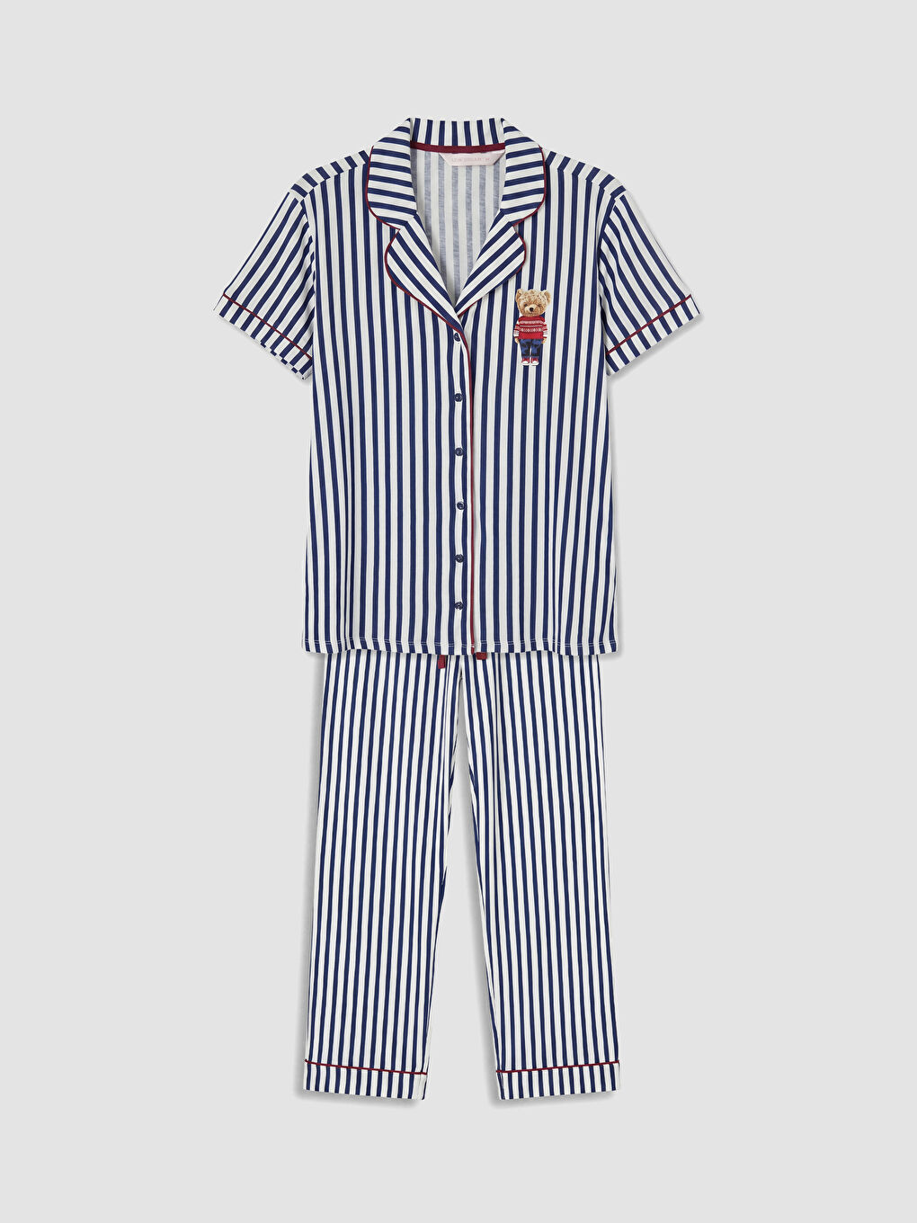 Lacivert Ayı Teddy Baskılı Kadın Pijama Takım