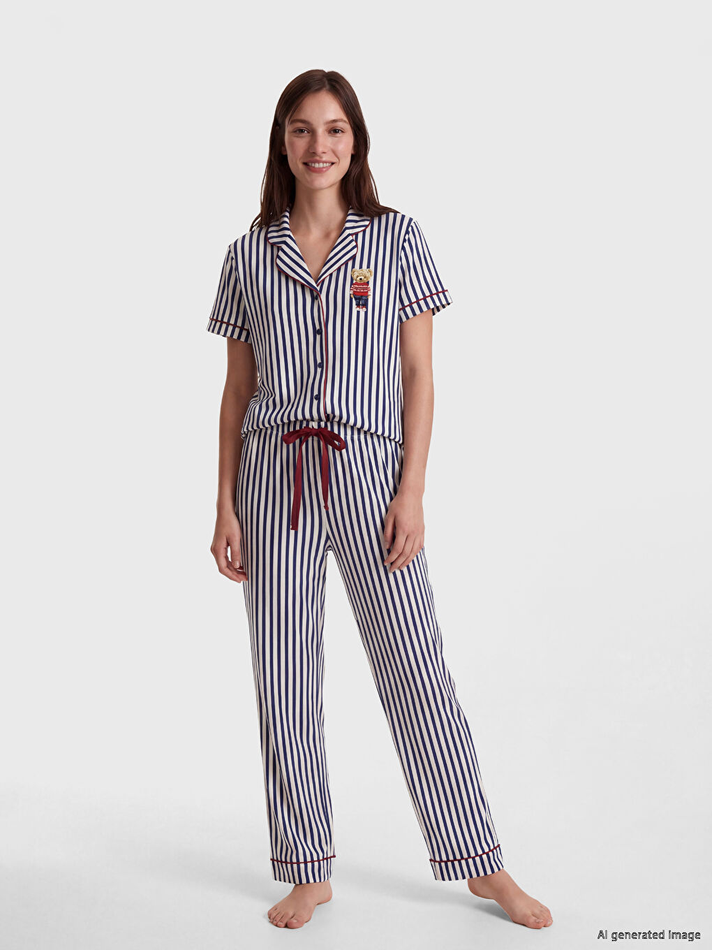 Bär Teddy Bedrucktes Damen Pyjama-Set-1
