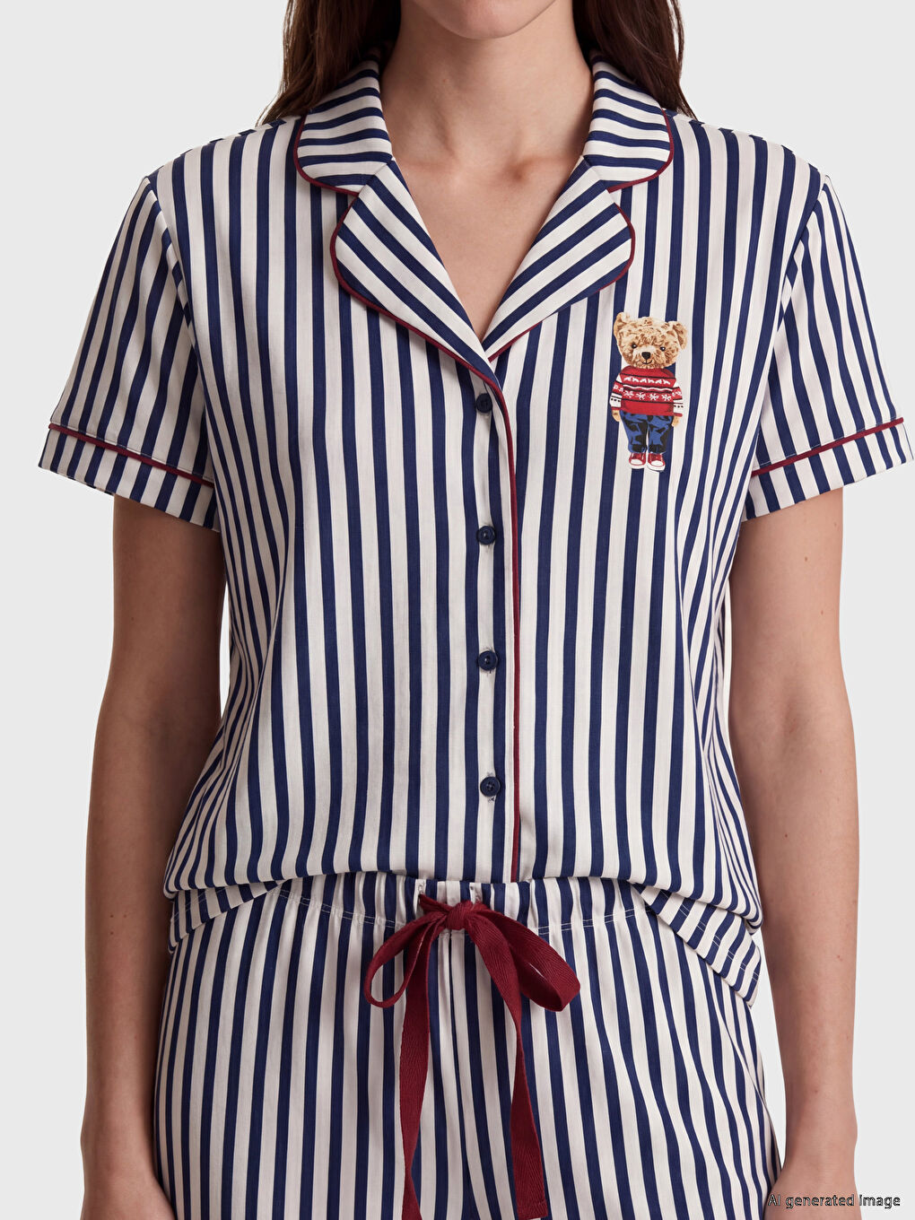 Bär Teddy Bedrucktes Damen Pyjama-Set-2