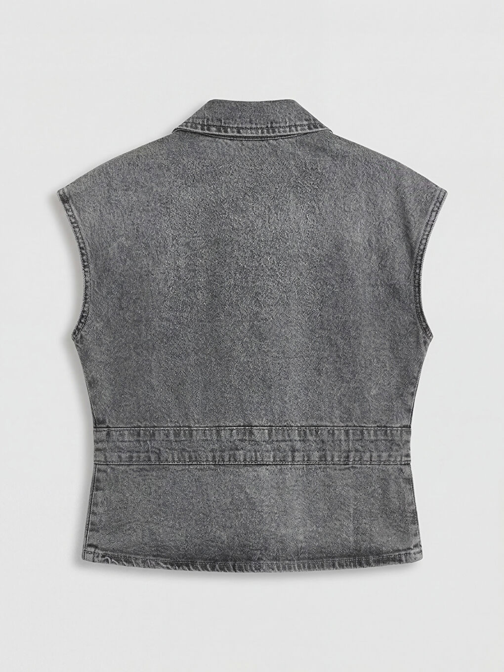 Antrasit Gömlek Yaka Kadın Jean Yelek-1