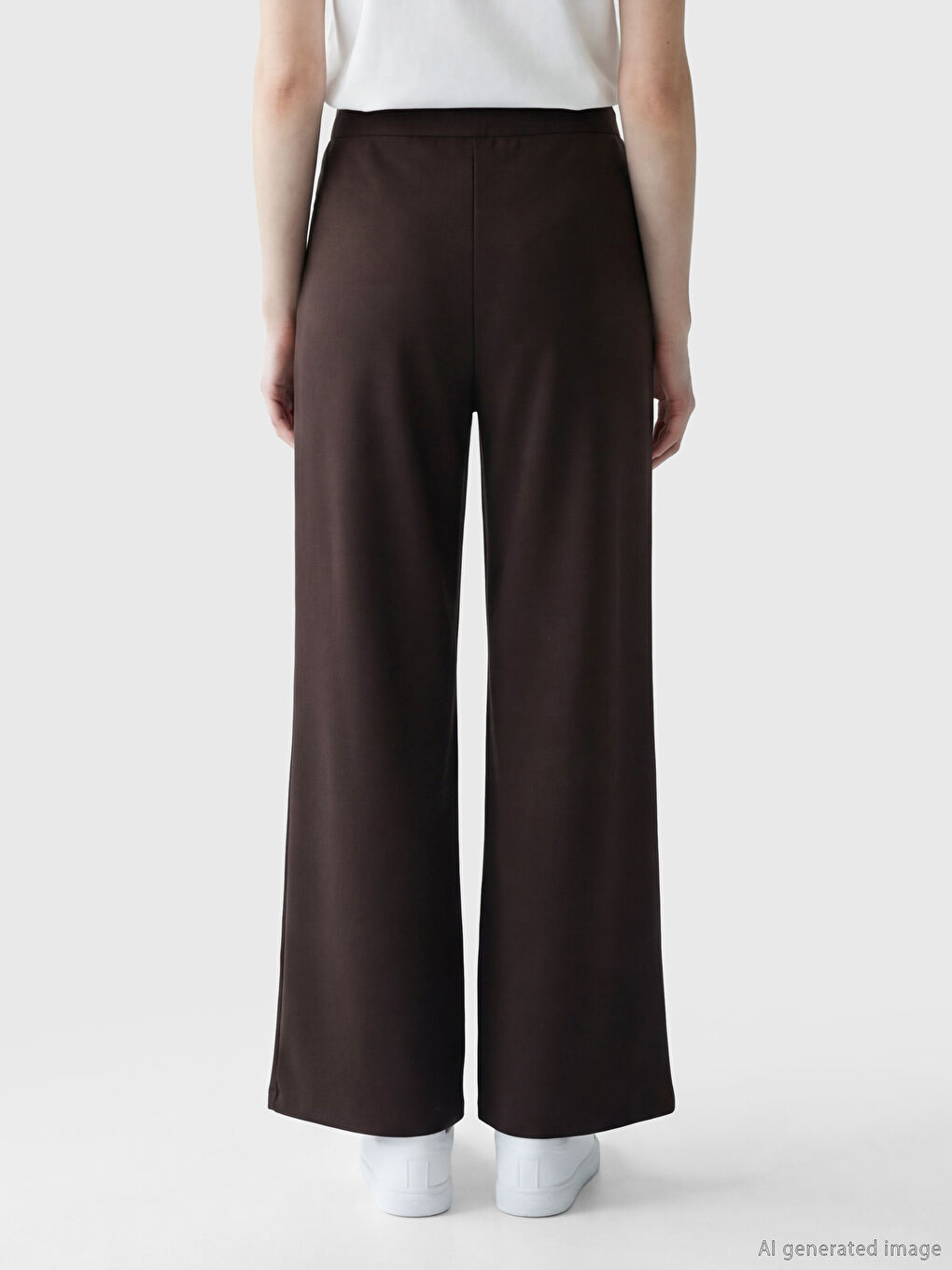 Kahverengi Beli Lastikli Soft Touch Kadın Eşofman Altı-2