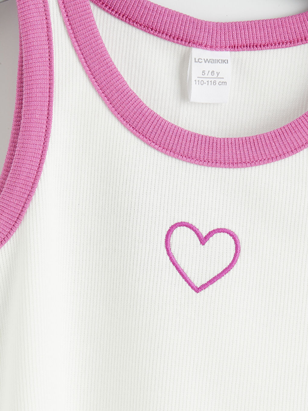 Beyaz Bisiklet Yaka Nakışlı Kız Çocuk Takım-5