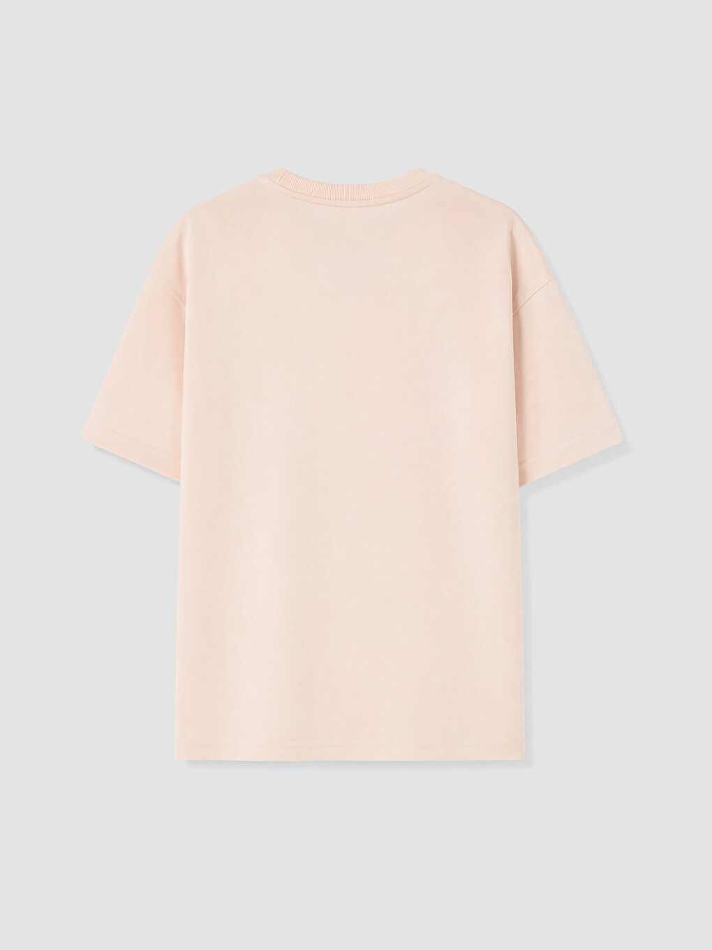 Pembe Bisiklet Yaka Çiçek Nakışlı Kadın Tişört-6