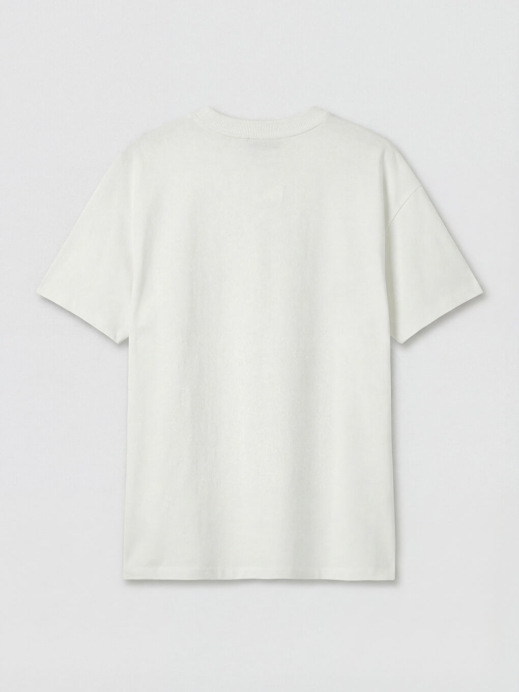 Ekru Bisiklet Yaka Çiçek Aplikeli Kadın Tişört-1