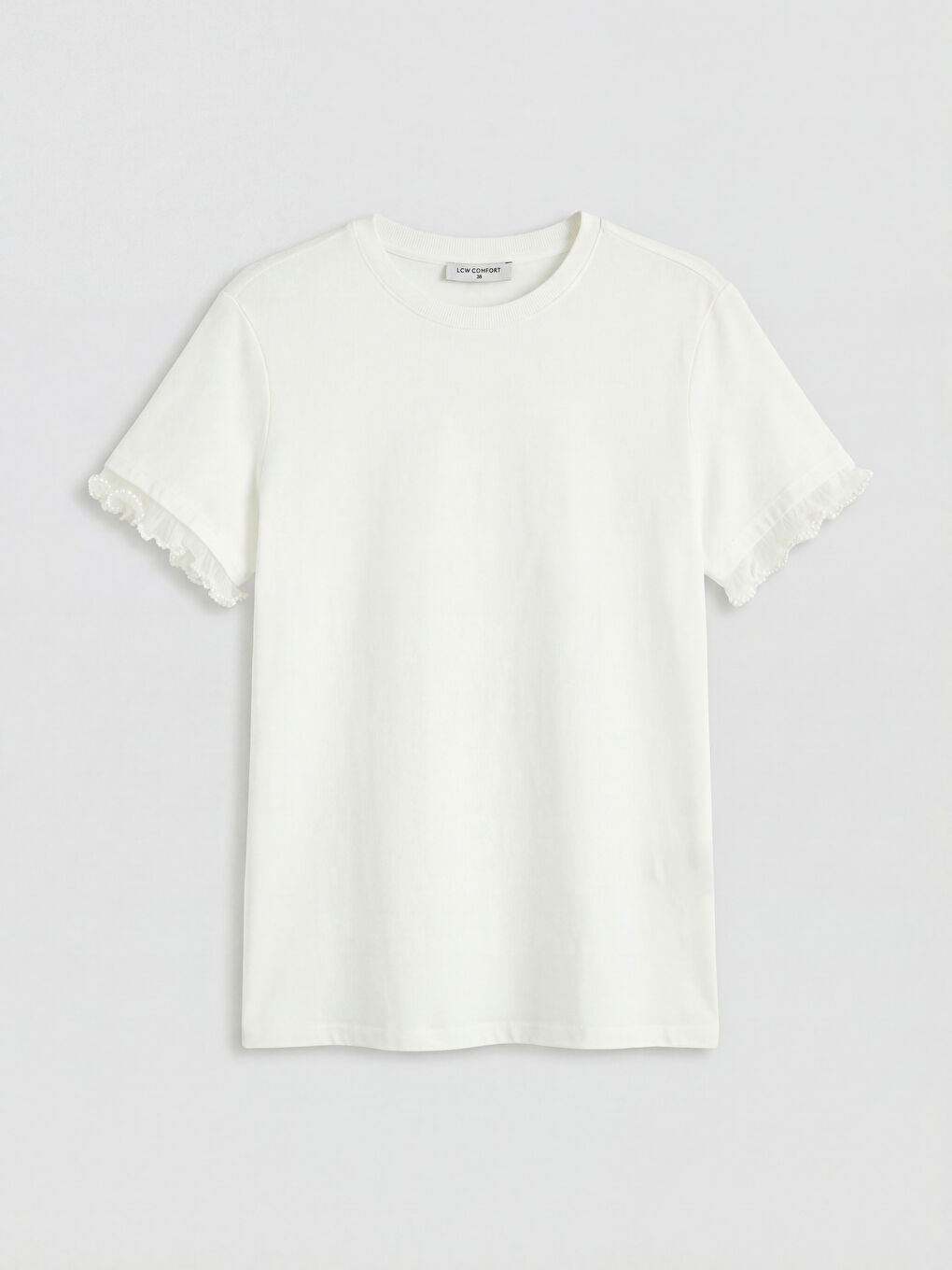 дөңгелек жағалы бүрмеленген әйелдер футболкасы-3