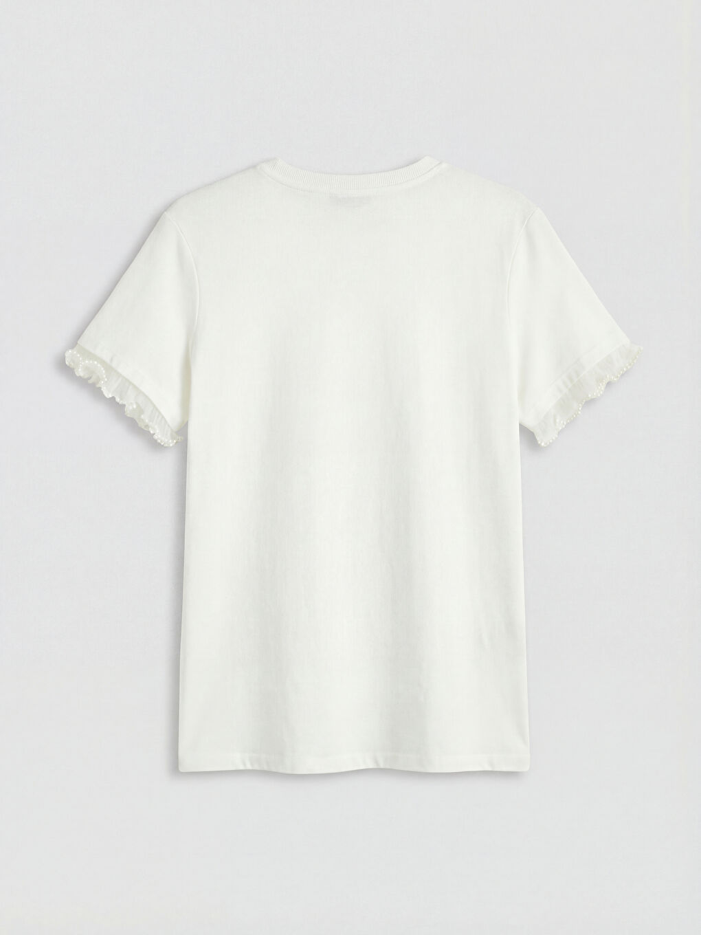 дөңгелек жағалы бүрмеленген әйелдер футболкасы-4