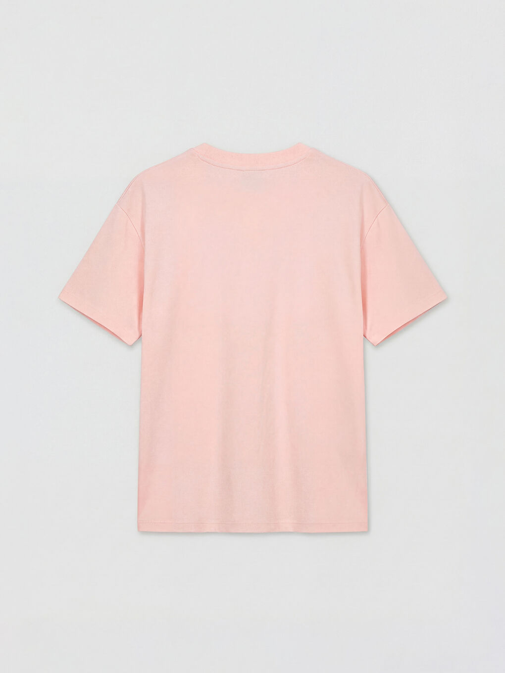 Pembe Çiçek Aplikeli Soft Touch Kadın Tişört-1