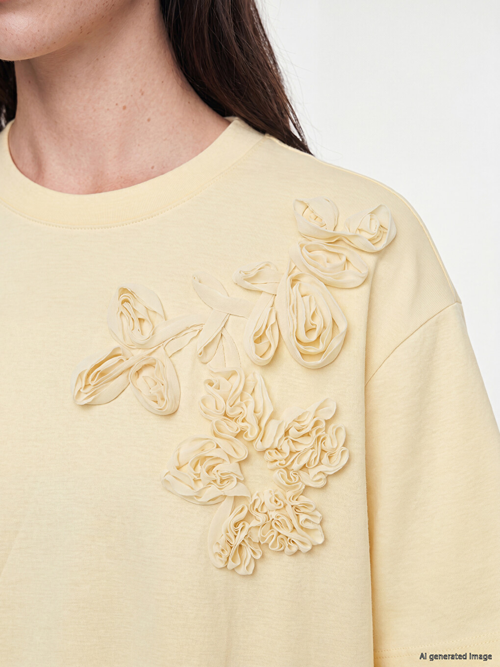Tricou De Femei Cu Aplicație Florală Atingere Fină-2
