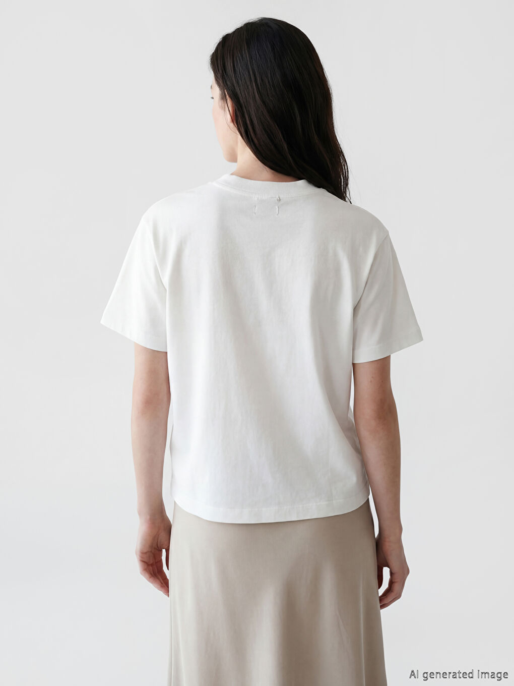 Beyaz Çiçek Aplikeli Soft Touch Kadın Tişört-2