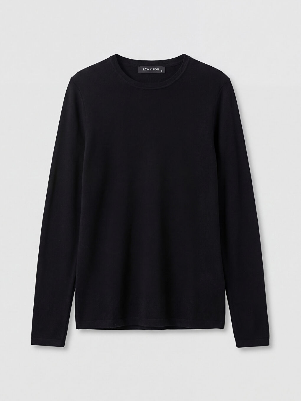 Siyah Bisiklet Yaka Uzun Kollu Bluz