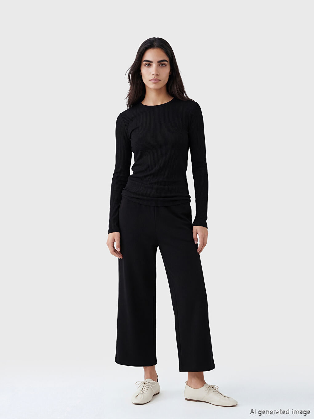 Siyah Bisiklet Yaka Uzun Kollu Bluz