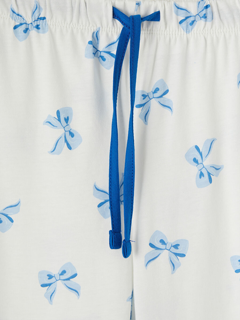 Ekru Bisiklet Yaka Desenli Kadın Pijama Takım-3