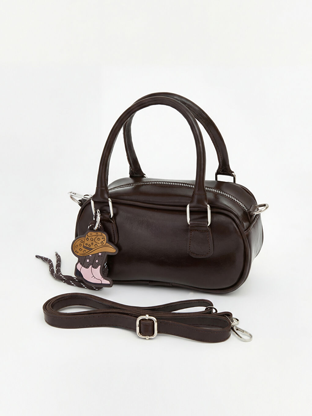 Kahverengi Deri Görünümlü Kadın Omuz Çantası-2