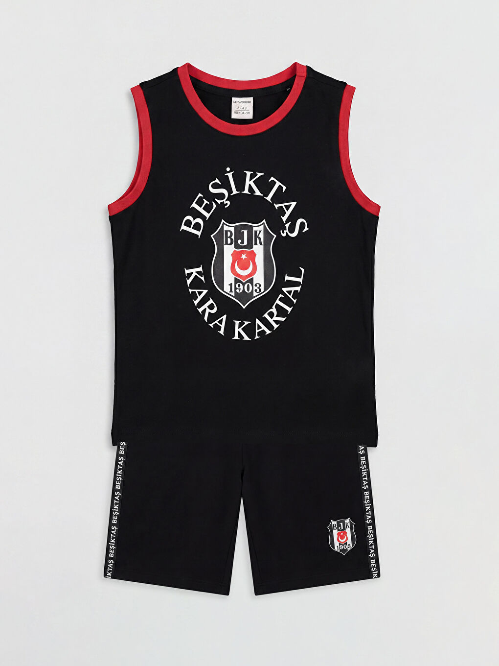 Siyah Beşiktaş Baskılı Erkek Çocuk Şortlu Pijama Takımı