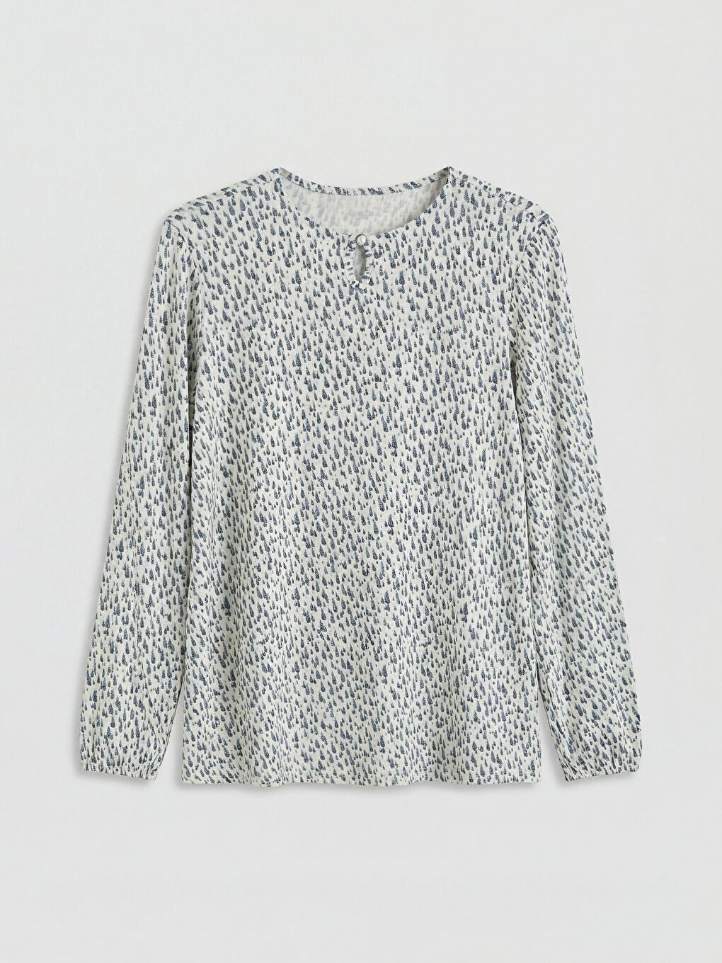 Mavi Bisiklet Yaka Desenli Bluz