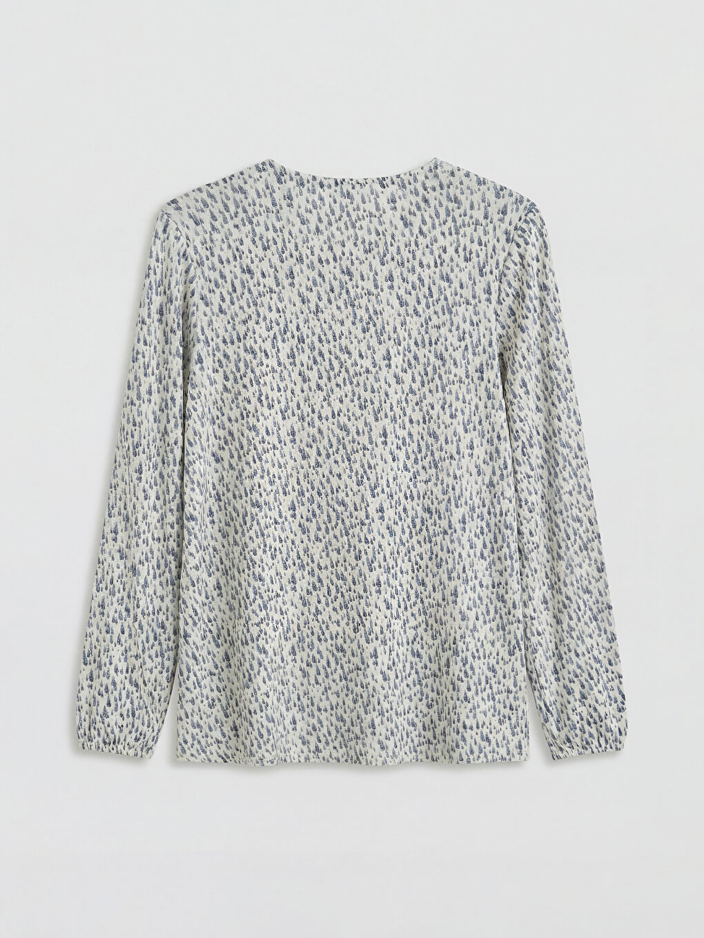 Mavi Bisiklet Yaka Desenli Bluz-1