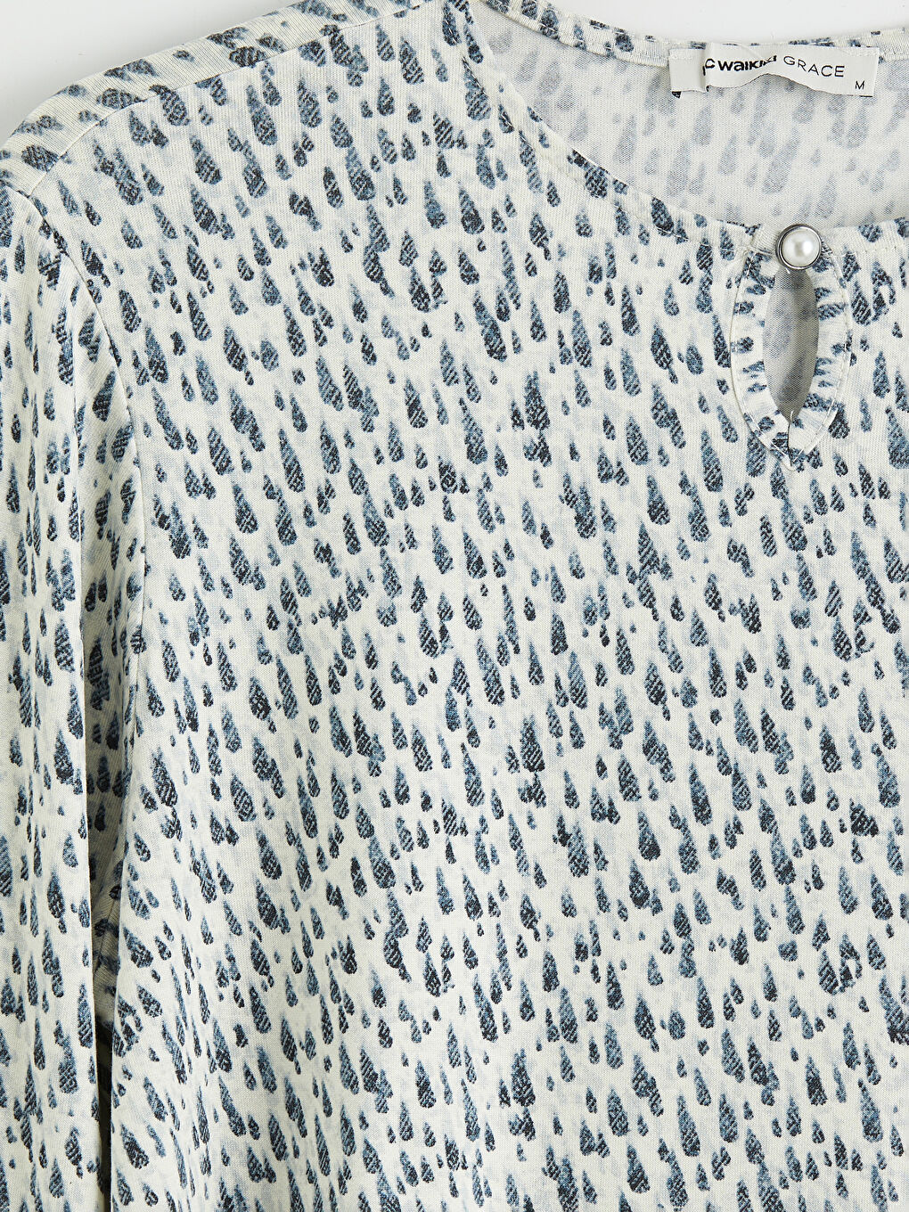 Mavi Bisiklet Yaka Desenli Bluz-2