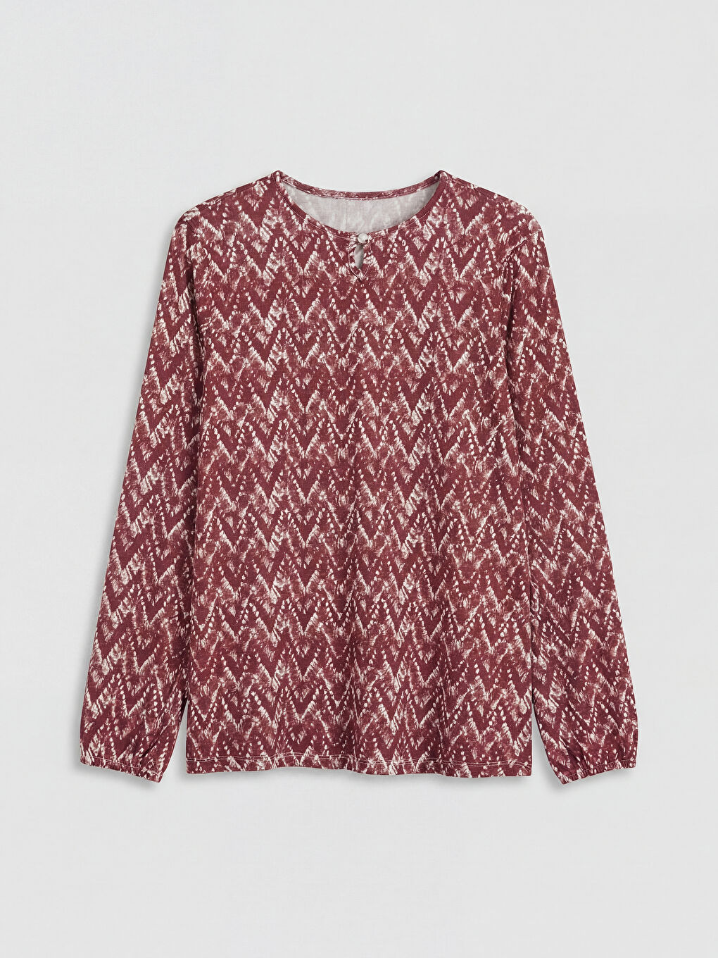 Bordo Bisiklet Yaka Desenli Bluz