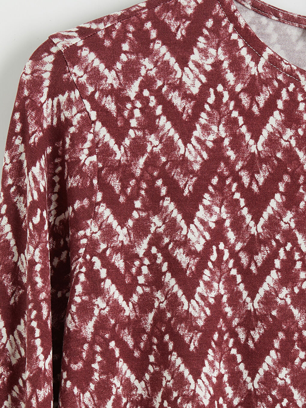 Bordo Bisiklet Yaka Desenli Bluz-2