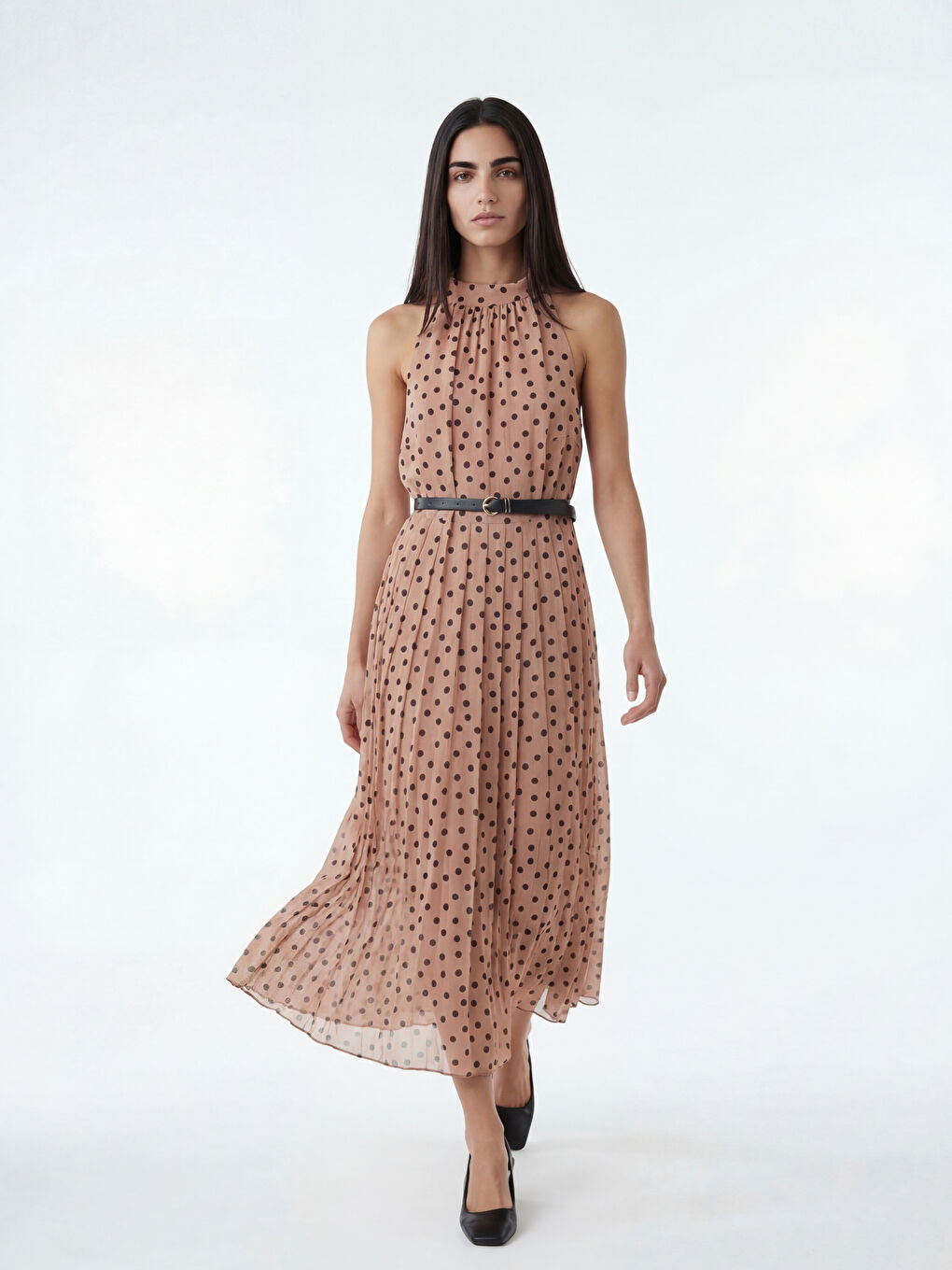 Halter Neck Polka Dot A-Line Dress