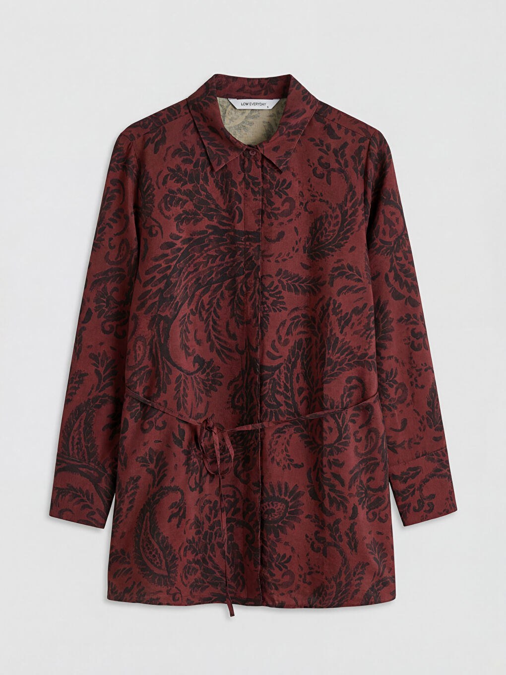 Bordo Desenli Kadın Gömlek Tunik-4