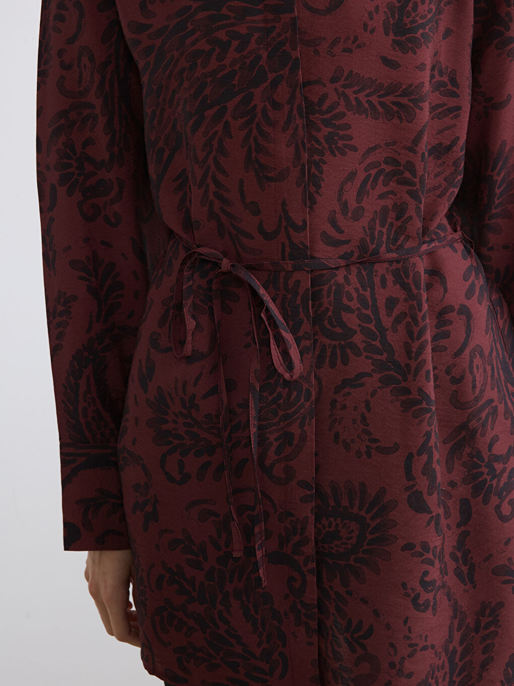 Bordo Desenli Kadın Gömlek Tunik-2