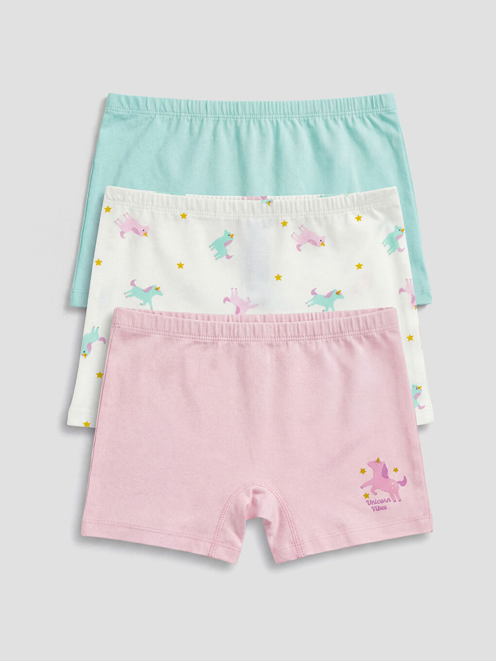 Ekru Baskılı Kız Çocuk Boxer 3'lü