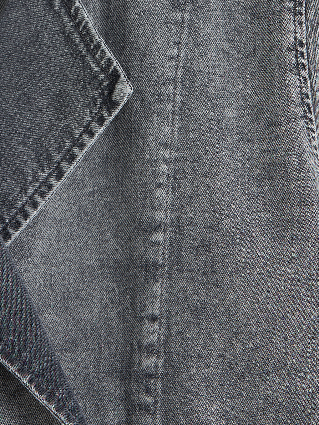 Antrasit Kruvaze Yaka Kadın Jean Ceket-2